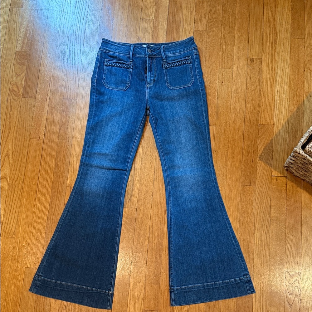 DRIFTWOOD Dark Blue Flare Jeans with Front Patch Pockets